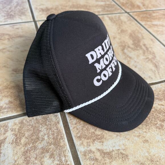 Dutch Bros Drink More Coffee Trucker Hat Black One Size Adjustable Baseball Cap - Picture 3 of 8